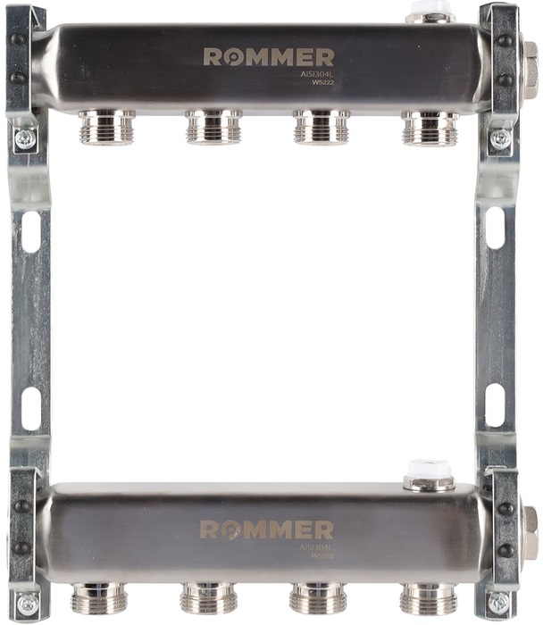 Коллектор для отопления Rommer 1"/3/4"x4 для радиаторной разводки (RMS-4401-000004)