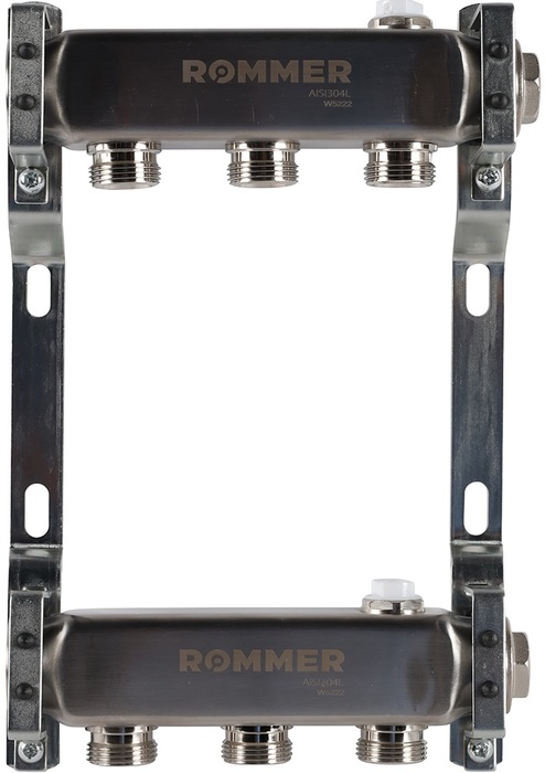 Коллектор для отопления Rommer 1"/3/4"x3 для радиаторной разводки (RMS-4401-000003)