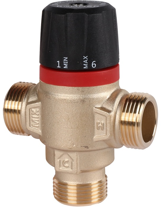Смесительный клапан Rommer 3/4 НР 35-60°С KV 1,6 (RVM-0122-166020) боковое смешивание