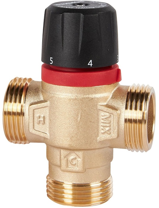 Смесительный клапан Rommer 1 НР 20-43°С KV 2,5 (RVM-0231-254325) боковое смешивание