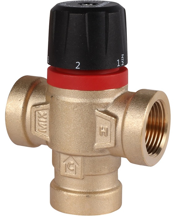 Смесительный клапан Rommer 3/4 ВР 20-43°С KV 1,6 (RVM-0111-164320) боковое смешивание