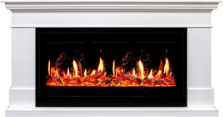 Линейный электрокамин Royal Flame California белый c очагом 5D V-ART 40