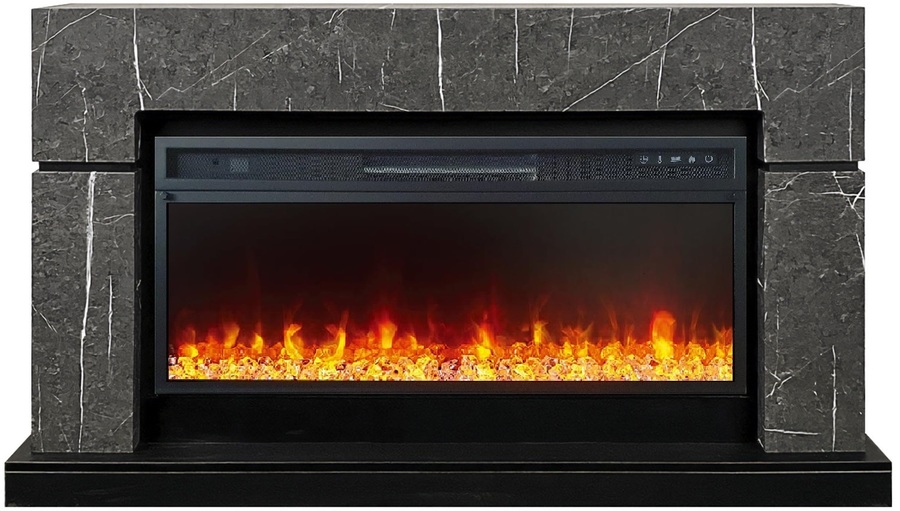 Линейный электрокамин Royal Flame Lindos 42 SFT Stone Touch серый мрамор c очагом Vision 42 LED