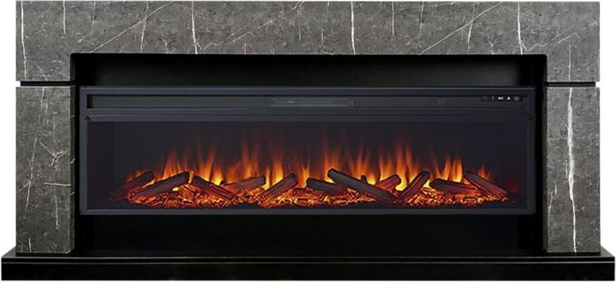 Линейный электрокамин Royal Flame Lindos 60 SFT Stone Touch серый мрамор Vision 60 LOG LED