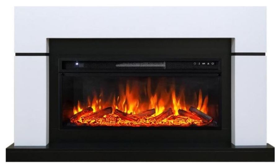 Линейный электрокамин Royal Flame Lindos белый c очагом Vision 42 LOG LED