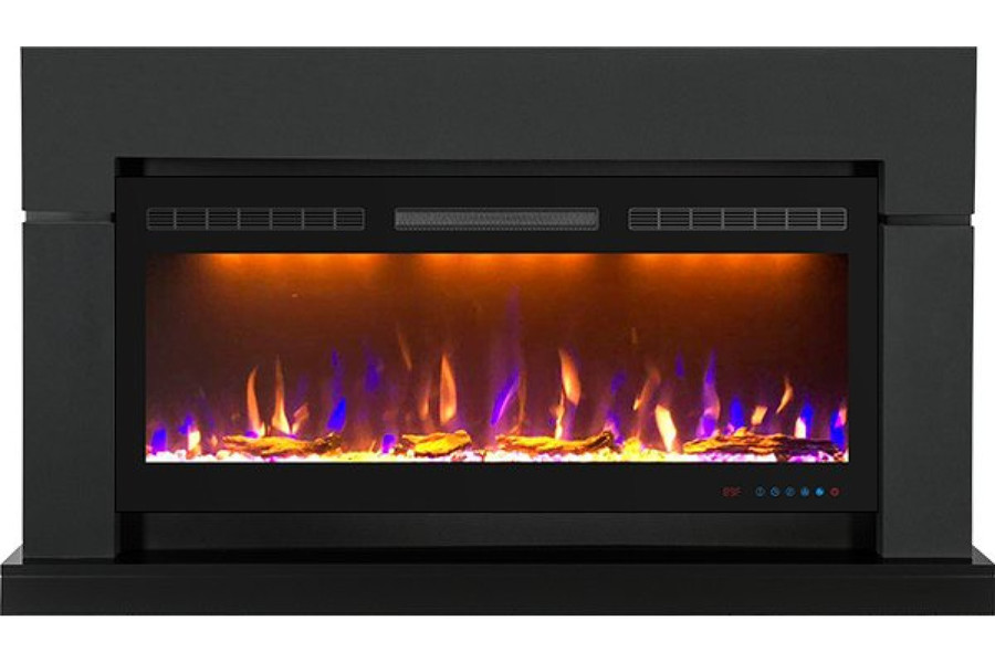 Линейный электрокамин Royal Flame Lindos серый графит c очагом Crystal 40 RF