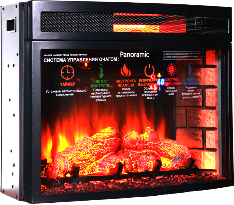 Электрокамин InterFlame Экстер (бежевый) с очагом Panoramic 25 LED FX