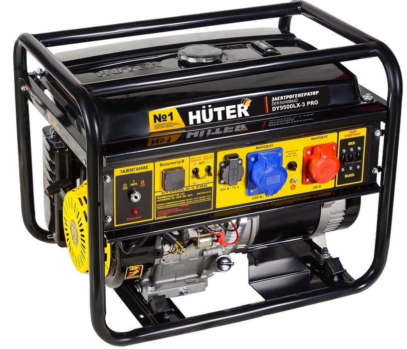 Бензиновый генератор Huter DY9500LX-3 PRO-электростартер (380В/220В)
