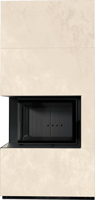 Дровяная печь Kratki FLOKI OXIDE BIANCO, угловое стекло слева, черная футеровка PRO