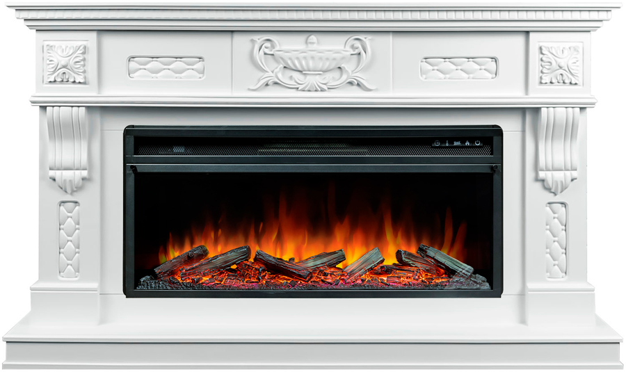 Линейный электрокамин Royal Flame Corsica с очагом Vision 42 LOG LED (матовый белый)