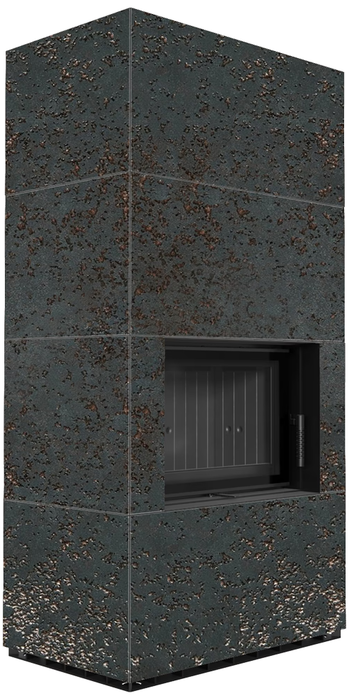 Готовый дровяной каминокомплект Kratki FLOKI PRO OXIDE NERO, черная футеровка