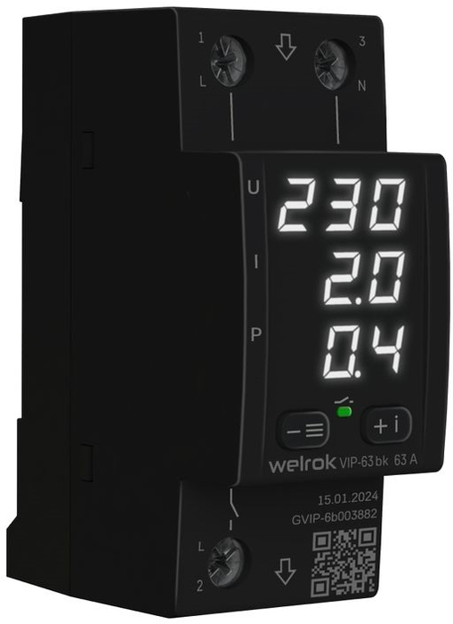 Реле напряжения Welrok VIP-63 bk