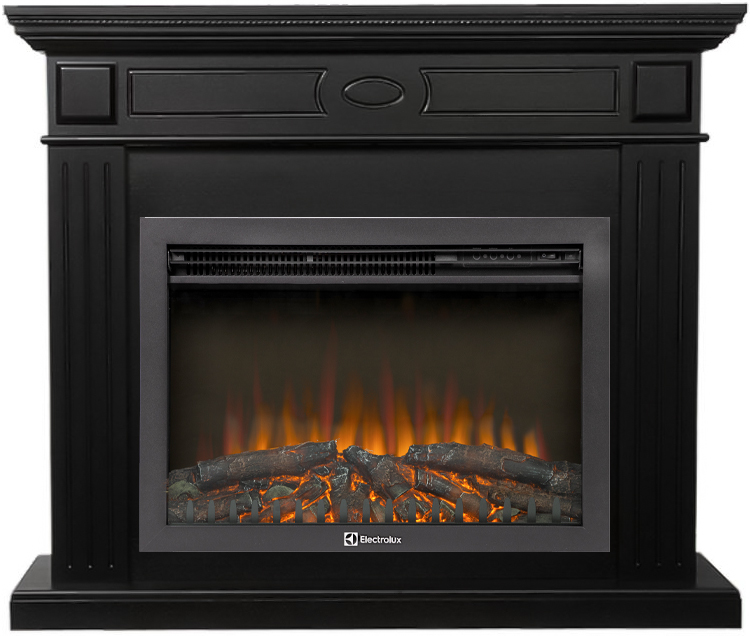 Электрокамин с широким очагом 2D Electrolux EFP/P-2520LS N с порталом Firelight Bianco 25 черная эмаль