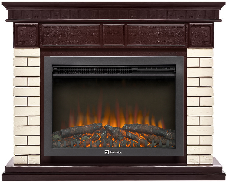 Электрокамин Electrolux EFP/P-2520LS N с порталом Firelight Bricks 25 камень бежевый, шпон темный дуб