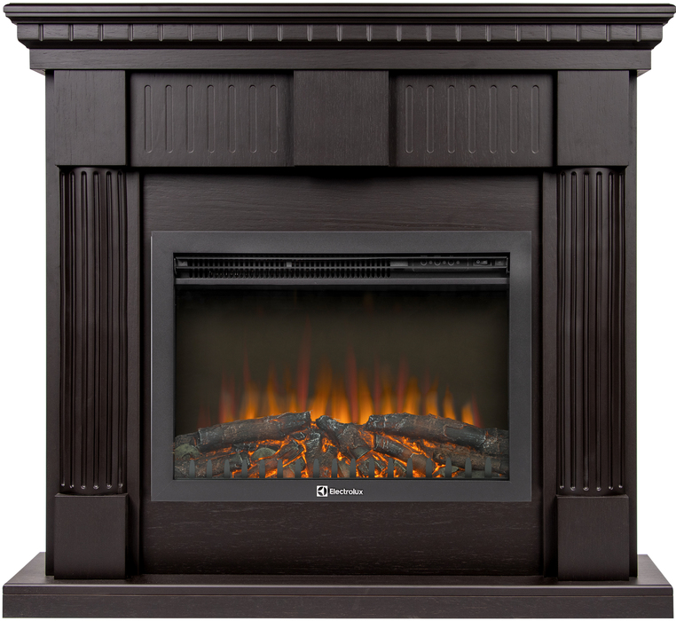 Электрокамин с широким очагом 2D Electrolux EFP/P-2520LS N с порталом Firelight Colonna 25 шпон венге