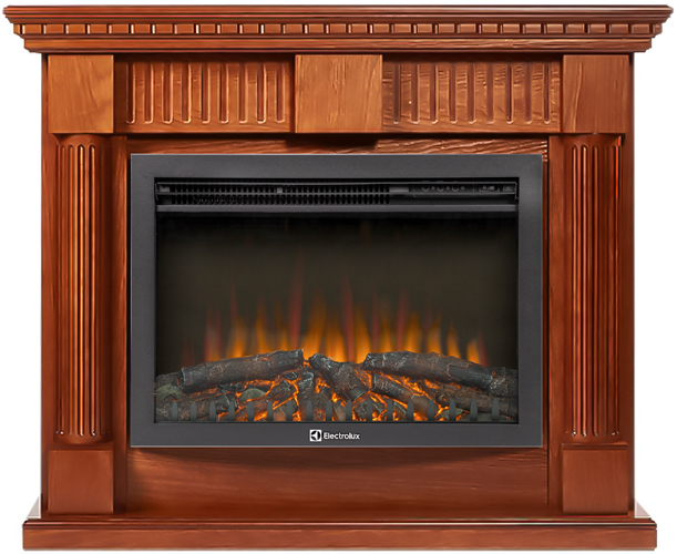 Электрокамин с широким очагом 2D Electrolux EFP/P-2520LS N с порталом Firelight Colonna 25 шпон дуб