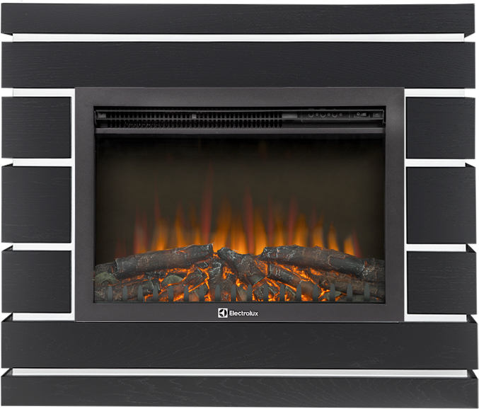 Электрокамин с широким очагом 2D Electrolux EFP/P-2520LS N с порталом Firelight Moderno 25 шпон чёрный дуб