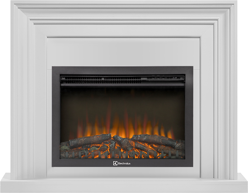 Электрокамин с широким очагом 2D Electrolux EFP/P-2520LS N с порталом Firelight Stretto 25 белый