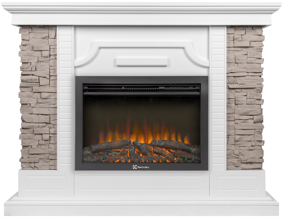 Электрокамин с широким очагом 2D Electrolux EFP/P-2520LS N с порталом Firelight Florida 25 белый, серый