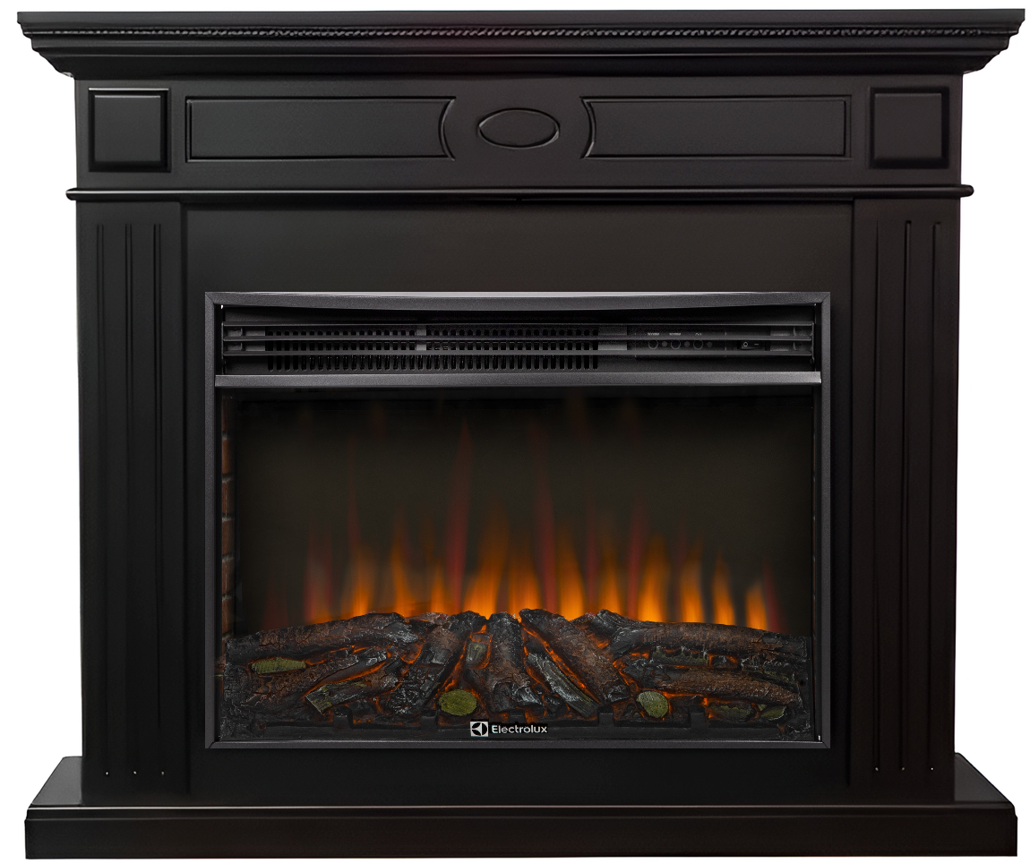 Электрокамин с широким очагом 2D Electrolux EFP/P-3020LS N с порталом Firelight Bianco 30 черная эмаль