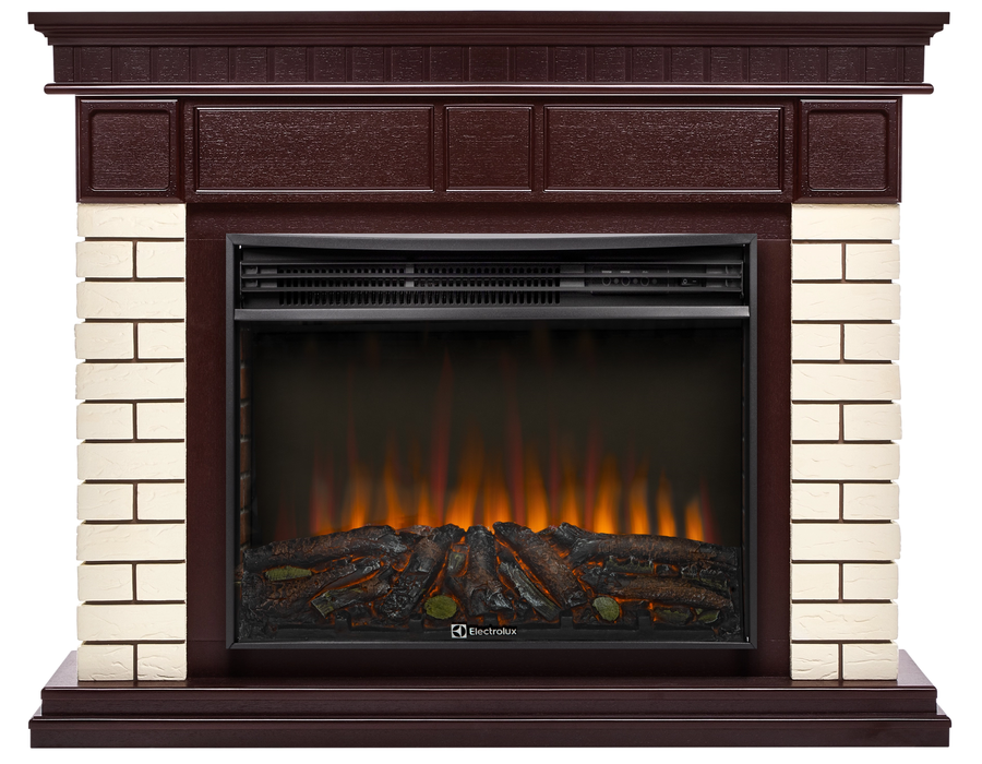 Электрокамин Electrolux EFP/P-3020LS N с порталом Firelight Bricks 30 камень бежевый, шпон темный дуб