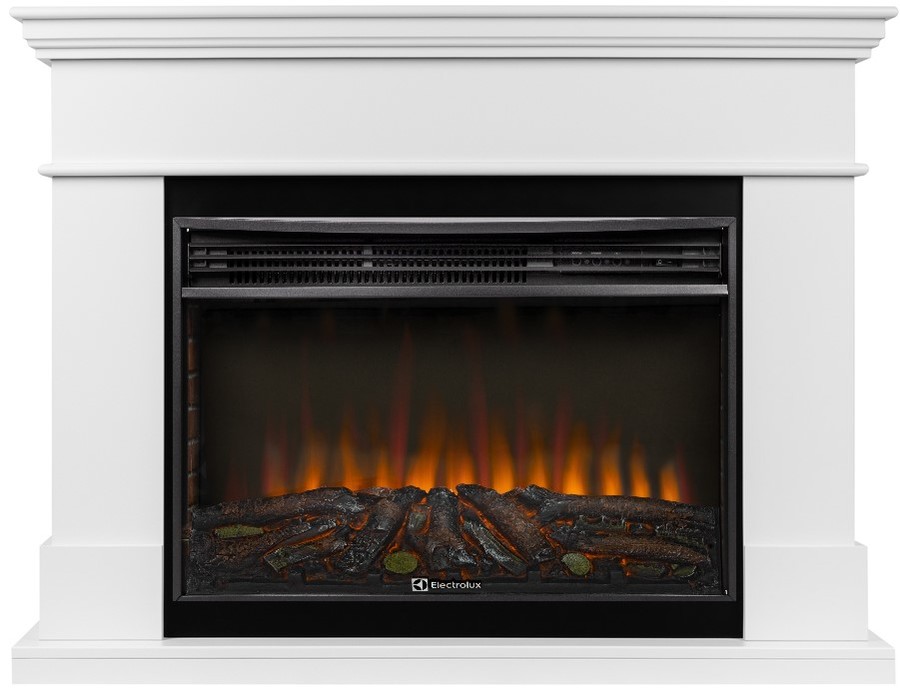 Электрокамин с широким очагом 2D Electrolux EFP/P-3020LS N с порталом Firelight California 30, белый