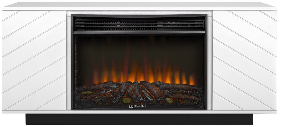 Электрокамин с широким очагом 2D Electrolux EFP/P-3020LS N с порталом Firelight Como 30 белый, черный