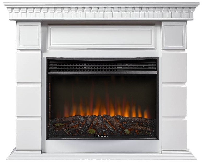 Электрокамин с широким очагом 2D Electrolux EFP/P-3020LS N с порталом Firelight Elegante 30 белый
