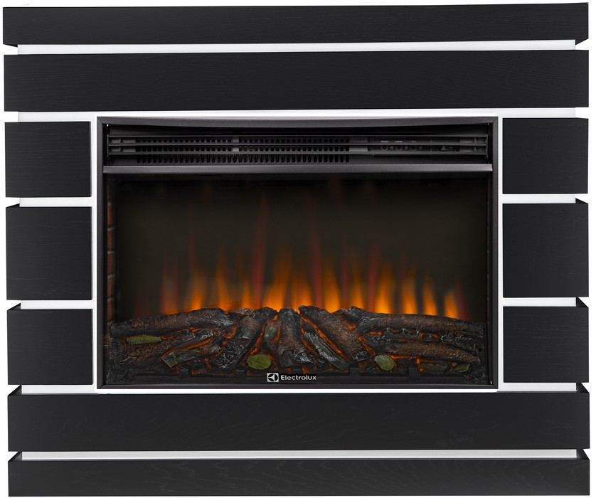 Электрокамин с широким очагом 2D Electrolux EFP/P-3020LS N с порталом Firelight Moderno 30 шпон чёрный дуб
