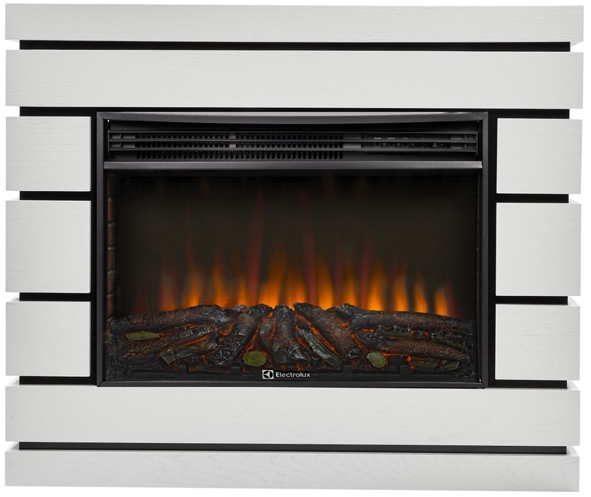 Электрокамин с широким очагом 2D Electrolux EFP/P-3020LS N с порталом Firelight Moderno 30 шпон белый дуб