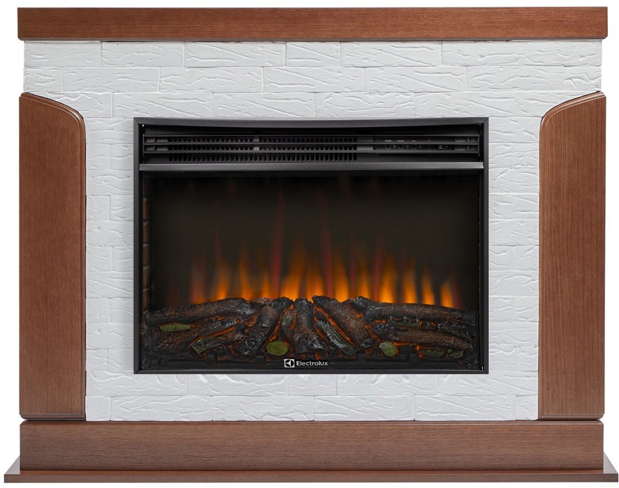 Электрокамин Electrolux EFP/P-3020LS N с порталом Firelight Prestigio 30 камень белый, шпон дуб