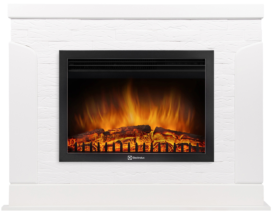 Электрокамин с широким очагом 2D Electrolux EFP/P-2520LS с порталом Firelight Prestigio 25 камень белый, шпон белый дуб
