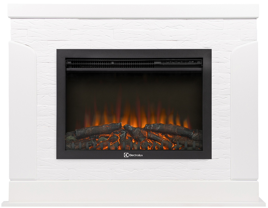 Электрокамин с широким очагом 2D Electrolux EFP/P-2520LS N с порталом Firelight Prestigio 25 камень белый, шпон белый дуб