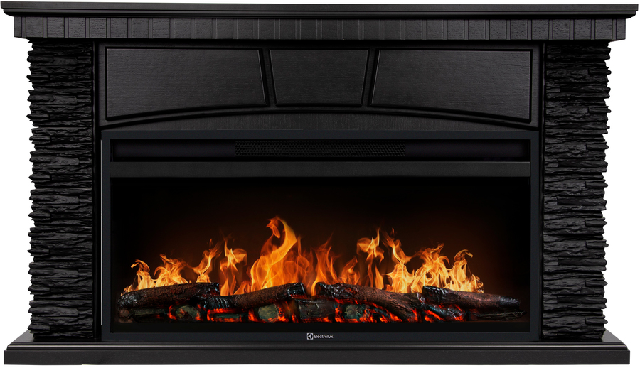 Электрокамин с широким очагом 2D Electrolux EFP/P-3620LS с порталом Firelight Porto 36 камень черный шпон венге