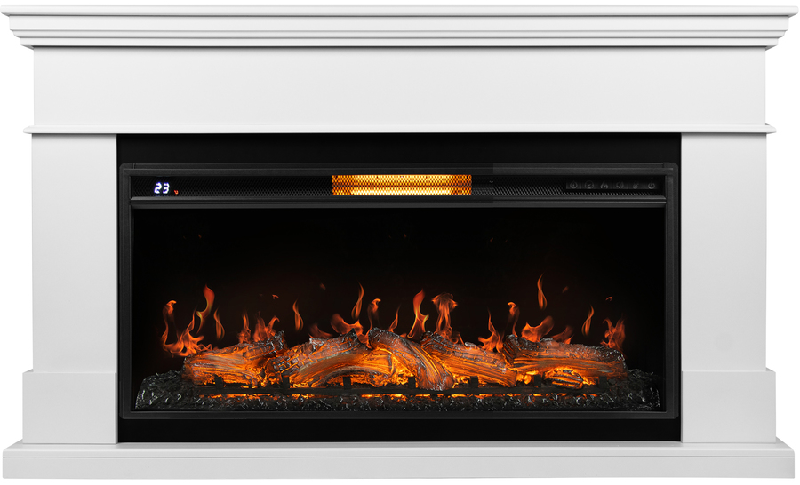 Электрокамин с широким очагом 2D Royal Thermo Aurora RTFP/P-AR40LS с порталом Firelight California 40, белый