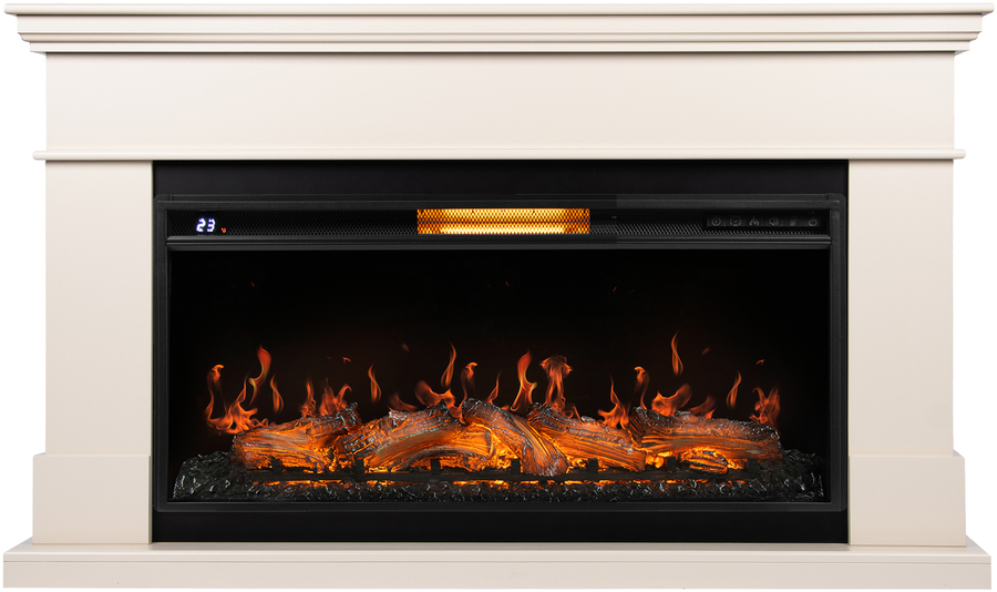 Электрокамин с широким очагом 2D Royal Thermo Aurora RTFP/P-AR40LS с порталом Firelight California 40, молочный