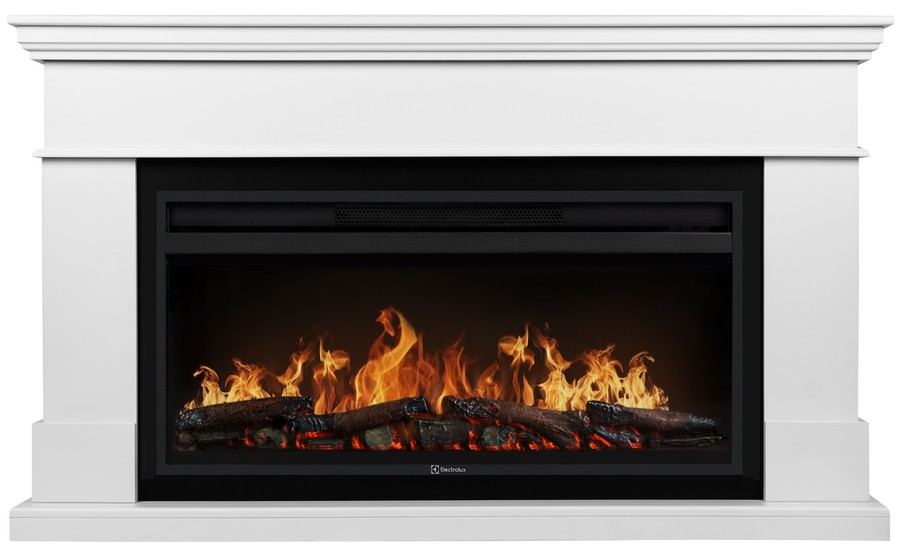 Электрокамин с широким очагом 2D Electrolux EFP/P-3620LS с порталом Firelight California 36, белый