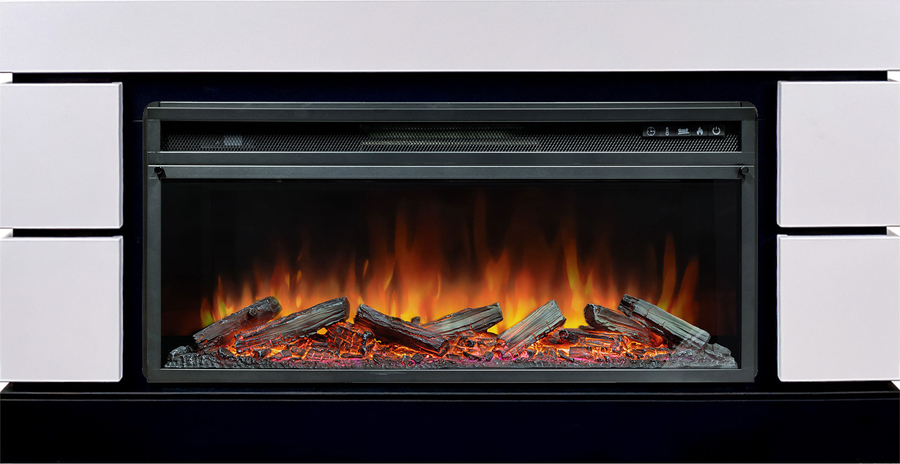 Электрокамин с широким очагом 2D Royal Flame Modern 42 CRM белый с очагом Vision 42 LOG LED