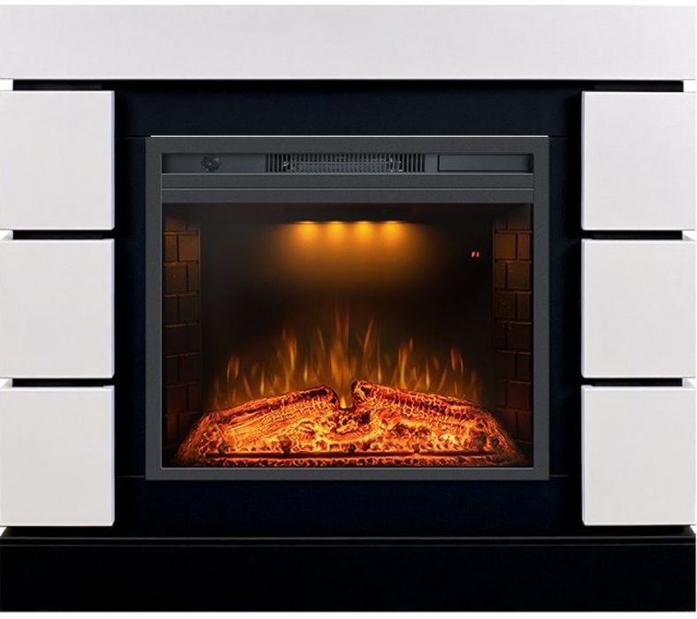 Электрокамин с широким очагом 2D Royal Flame Modern 23 White Ceramic под очаг Emerald 23