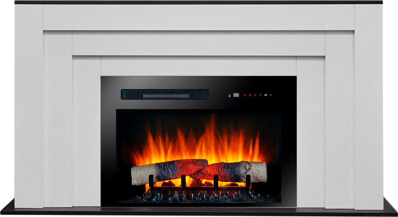 Электрокамин с широким очагом 2D Real-Flame Silver 25 WT-LCB510 с очагом MIRAGE 25