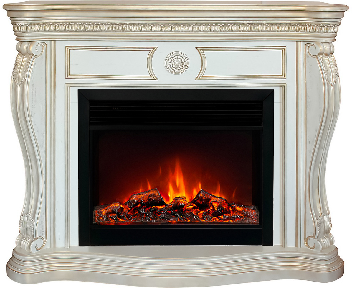 Электрокамин с широким очагом 2D Real-Flame Barcelona 26/33 WT-659G с очагом MOONBLAZE DELUXE BL