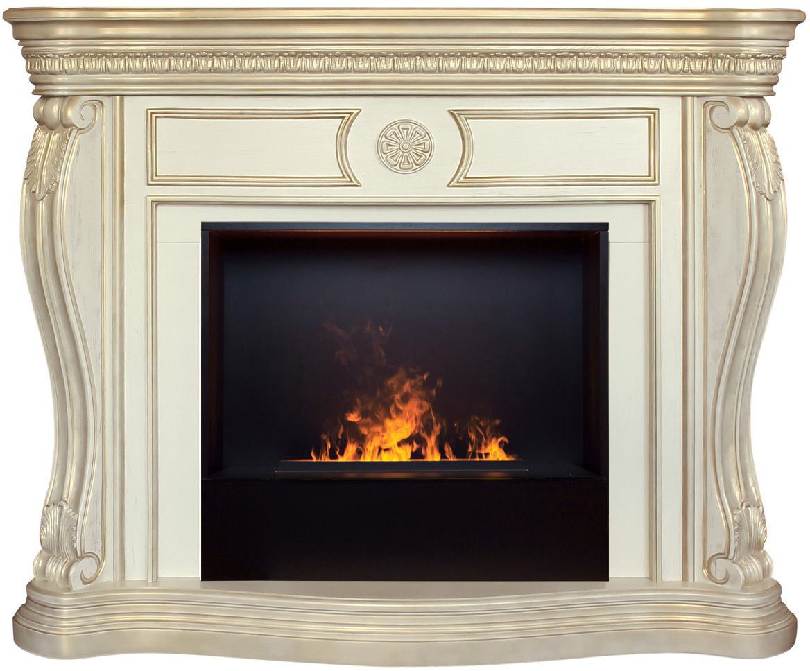 Электрокамин с широким очагом 3D Real-Flame Barcelona 26/33 WT-659G с очагом 3D CASSETTE 630 Black Panel