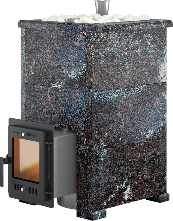 Дровяная печь 25 кВт Эверест Steam Master 24 INOX Амфиболит, S-40