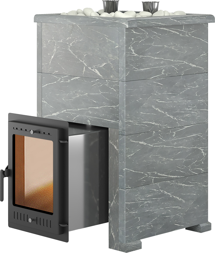 Дровяная печь свыше 30 кВт Эверест Steam Master 38 INOX Талькохлорит, S-40