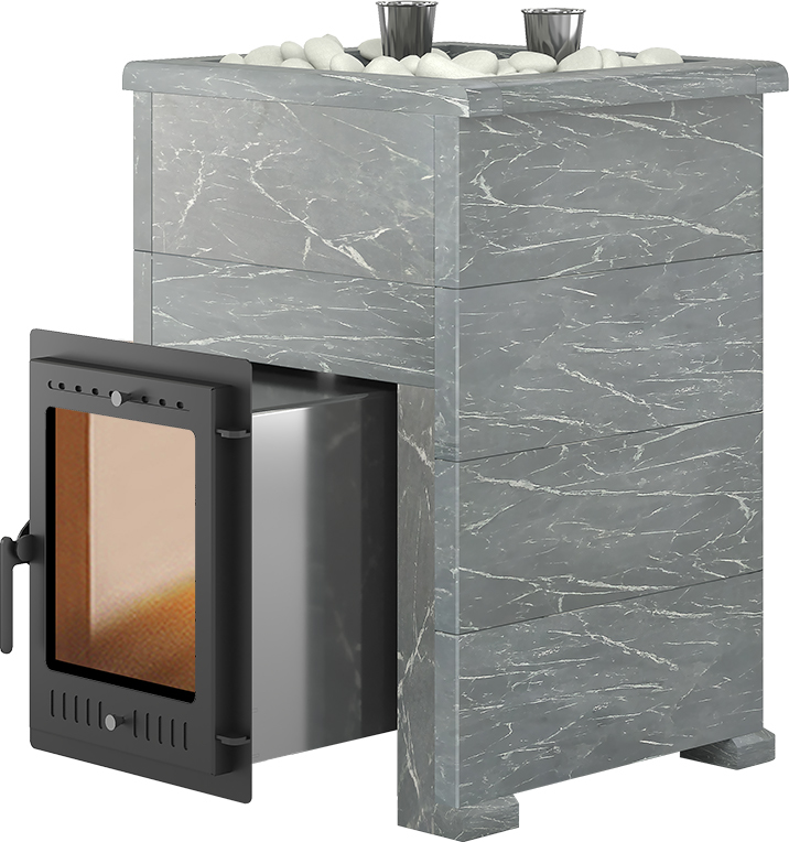 Дровяная печь 30 кВт Эверест Steam Master 30 INOX Талькохлорит, S-40