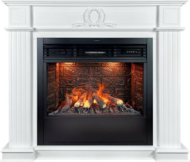 Электрокамин с широким очагом 3D Royal Flame Modena Design бьянко белый с очагом B800RF 3D