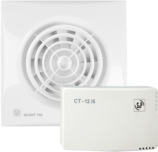 Вытяжка для ванной диаметр 100 мм Soler & Palau SILENT-100 CZ 12V+ CT-12/14+