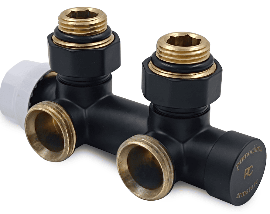 Узел нижнего подключения Primoclima Thermolink угловой 1/2х3/4 Черный матовый, правый