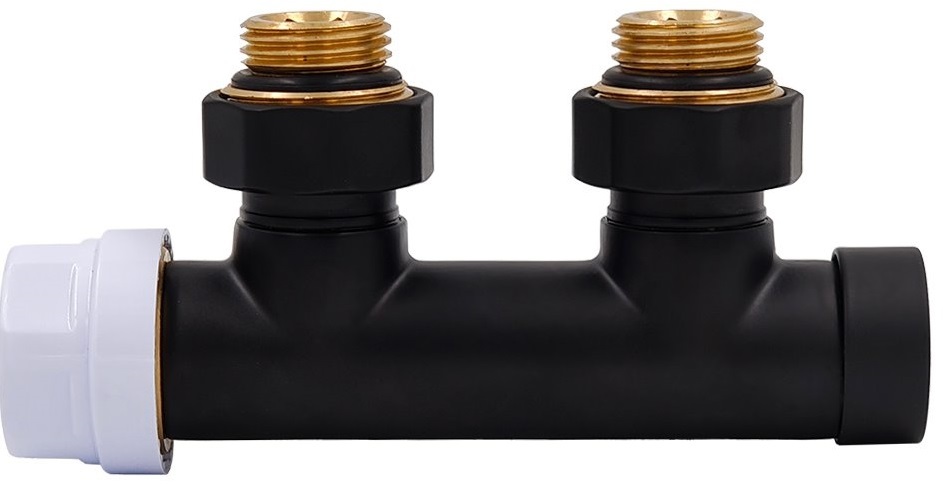 Узел нижнего подключения Primoclima Thermolink угловой 1/2"х3/4" Черный, левый
