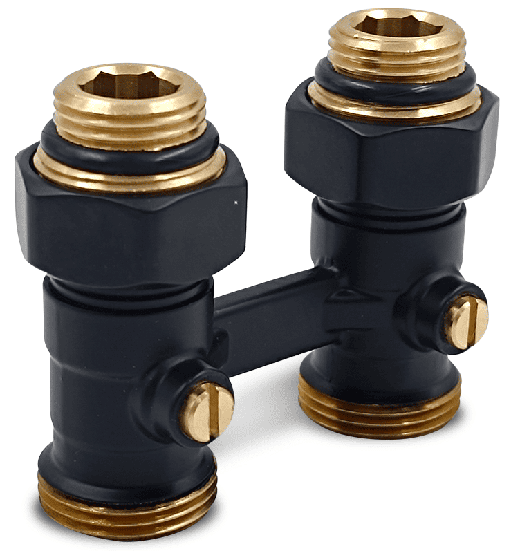 Узел нижнего подключения Primoclima Н-образный прямой 3/4"х1/2" Черный матовый